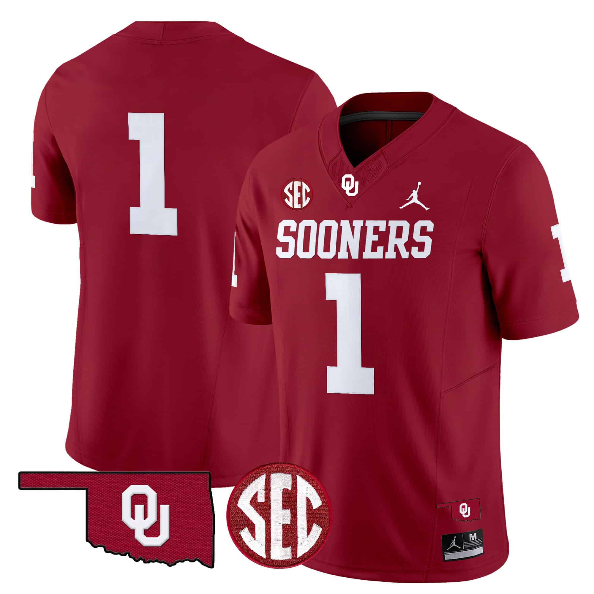 Men Oklahoma Sooners #1 No Name Red 2024 Vapor Limited NCAA Jersey style 1->ncaa teams->NCAA Jersey